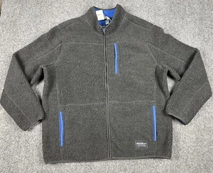 Eddie Bauer Men’s Carbon Chilali Faux Sherpa Jacket Heavy Piled Blue Trim Men XL - Picture 1 of 10