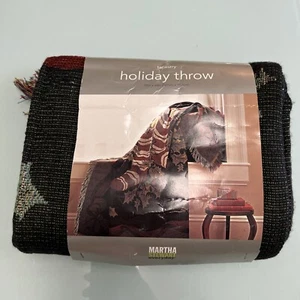 Martha Stewart Tapestry Holiday Throw Red Green Christmas Stocking Ivy 50x60 NOS - Picture 1 of 6