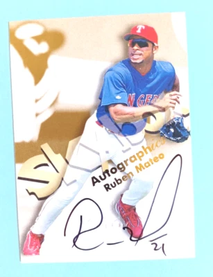 Skybox Autographics Ruen Mateo 1999 en tarjeta auto grabado Texas Rangers Foto 1 de 2