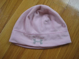 Under Armour girls light pink FLEECE HAT sz Y youth ski winter cap gray Coldgear - Picture 1 of 3