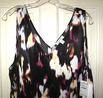 NOVA BLUSA SEM MANGAS NORDSTROM SEDOSA TAMANHO G PRETA ROSA BORRÃO DE LÓTUS NOVA COM ETIQUETAS US$ 59 - Imagem 1 de 4