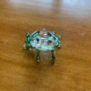 Green & Clear Glass Frog Miniature Animals Collection Blown Glass? - Picture 1 of 4