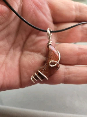 Colgante Ocean Jaspe Wire Envuelto Luna Moda Joyería  Foto 1 de 4