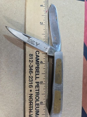 White Tail Cutlery. Handmade, 2 Blade, Stainless. Brass?, Ar2,A125 - Image 1 of 4