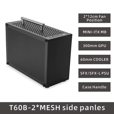 T60 Mini ITX Black Case 9L Gaming Computer Chassis Compact transparent PC Suppor - Image 1 of 4