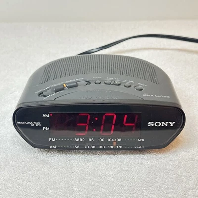 Radio Reloj Despertador Digital Vintage Sony Dream Machine Modelo ICF-C211 AM/FM Gris Foto 1 de 4