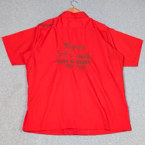 Camisa abotonada vintage de bolos King Louie años 60/70 para hombre XL bordada roja - Imagen 1 de 12