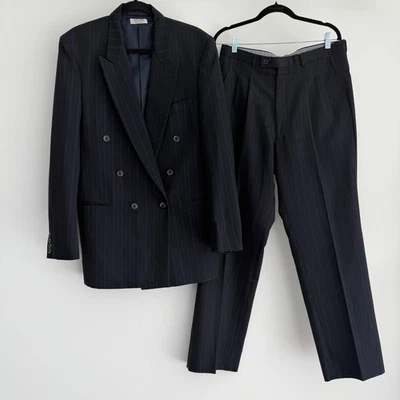 Traje Gino Capelli Hombres 42L Rayas Doble Pecho Chaqueta Pantalones Mob Boss Tulsa Foto 1 de 4