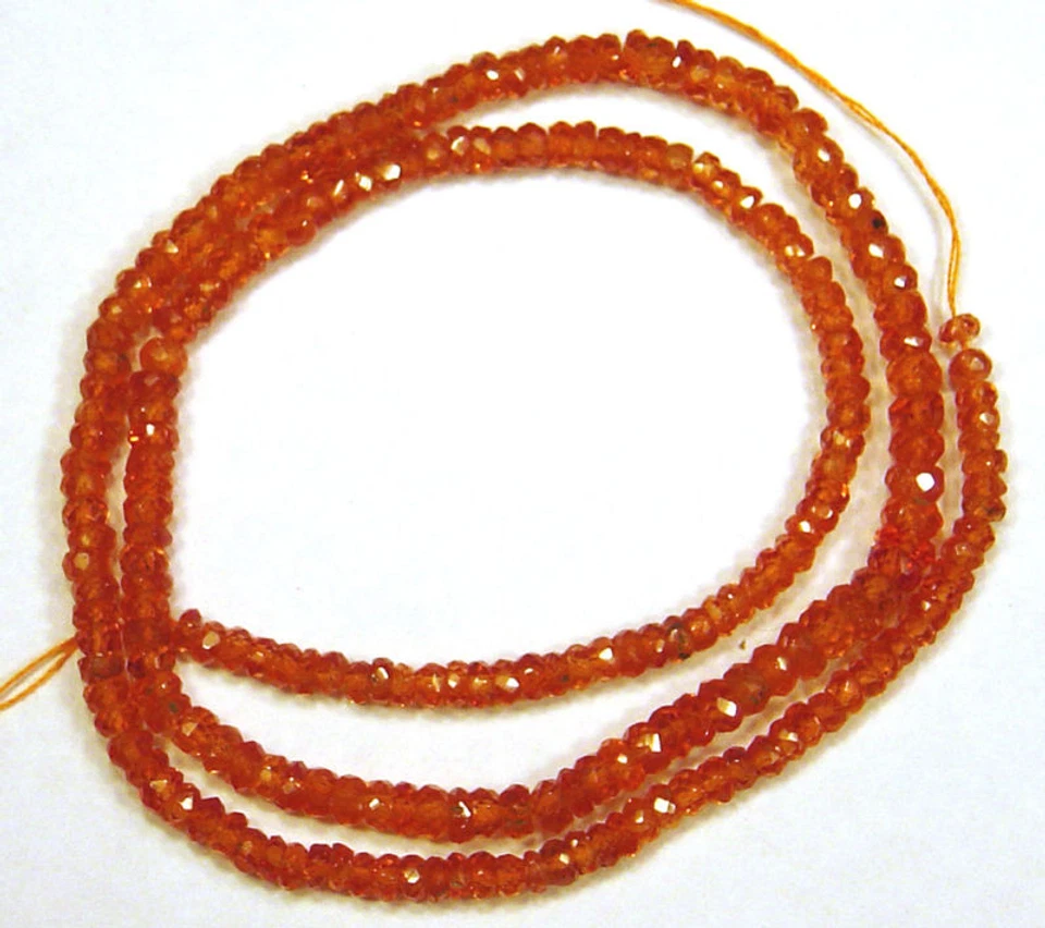 ORANGE MANDARIN GARNET 2-3MMFACETED RONDELLE BEADS N333 - Image 1 of 1