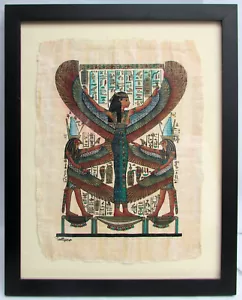 PAPIRO EGIPCIO ENMARCADO PINTADO A MANO FORMA DE ARTE REY TUT EXPOSICIÓN - Imagen 1 de 5