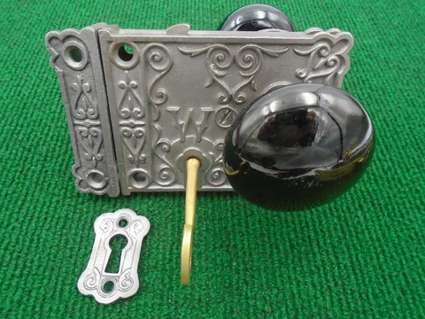 FANCY PENN  'W ' CIRCA 1900-10 RIM LOCK - COMPETE SET w/ KEY, VERY NICE! (13950) Cover