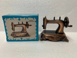 SEWING MACHINE BRONZE DIE CAST METAL COLLECTIBLE PENCIL SHARPENER NEW / BOX - Picture 1 of 4