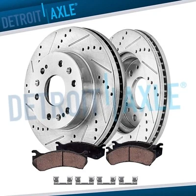 12.99'' Front Drilled Brake Rotors Pads for Chevy Tahoe Yukon Cadillac Escalade - Image 1 of 4