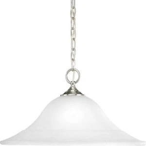 Progress Lighting Pendant with Etched Glass 1-Light Brushed Nickel - Picture 1 of 3