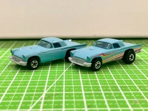 Hot Wheels '57 Ford T-Bird LOT OF 2 McDonald's & Mainline Teal BBW Tires MINT - Picture 1 of 14