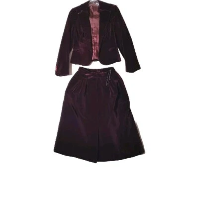 Sir For Her Conjunto de Traje Falda Terciopelo 2 Piezas Vintage Años 70 Talla 7 - Imperfecto Foto 1 de 4