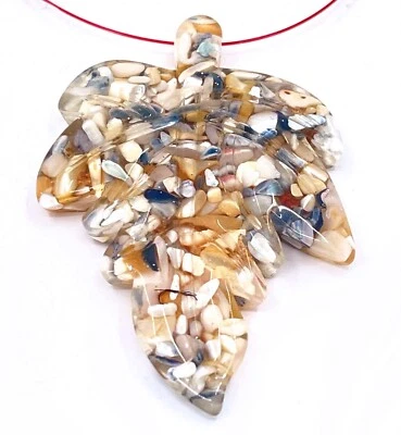 Кулон из резного листа 65 мм Frit Fused Shell in Resin - Изображение 1 из 4