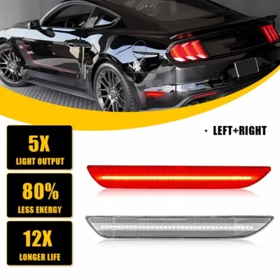 Luces LED laterales traseras luces de parachoques lente transparente para Ford Mustang 2015-2022 Foto 1 de 4