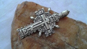 ANTIQUE c. LATE 1700s LARGE 1 15/16" RUSSIAN ORTHODOX CROSS w/ JESUS PRAYER TEXT - Picture 1 of 18