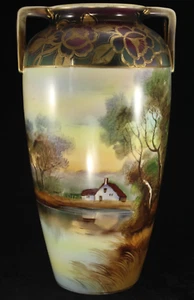 Beautiful Vintage Noritake 10¼" Hand Painted Enamel & Gilt Handled Vase - Picture 1 of 8