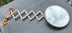 Antique Extendable Weber-Knapp Fleur de Lis Beveled Shaving Mirror Jamestown NY - Picture 1 of 16