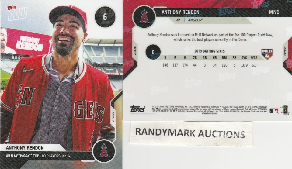 Anthony Rendon LOS ANGELES ANGELS 2020 TOPPS NOW MLB NETWORK TOP 100 MN6 SP 490 - Image 1 of 1