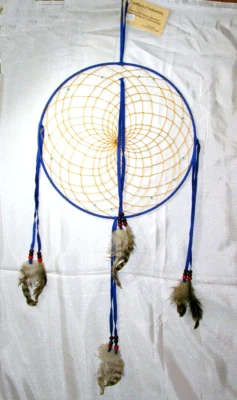 Nativo Americano Indio Atrapasueños Navajo Grande 12" Diámetro Cuero Púrpura Regal #7 Foto 1 de 2