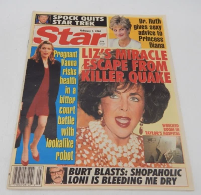 Vintage 1994 Star Magazine Liz Taylor Spock Vanna White Dr Ruth & Burt Reynolds - Image 1 of 4