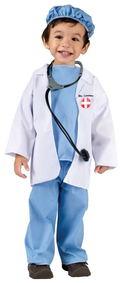 Fun World Dr Littles Medical Doctor 4pc Toddler Costume Blue White Large 3t-4t