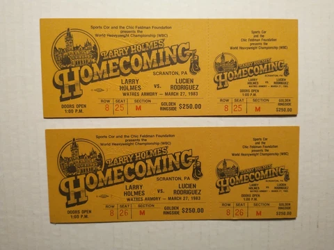 2:LARRY HOLMES vs LUCIEN RODRIGUEZ Homecoming Boxing Ticket 1983 Scranton PA #5 Cover