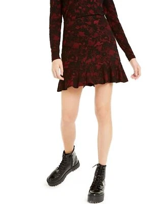 Falda Michael Kors Estampado Volantes Mini Mujer Roja Negra Talla PM NUEVA NUEVA CON ETIQUETAS 496 Foto 1 de 3