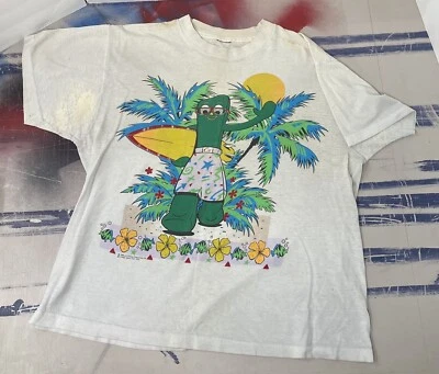 Camiseta De Colección '86 Art Clokey Puntada Única “Surfer Gumby” Estampado Delantero/Trasero Talla L. Foto 1 de 4