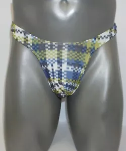 NEW MEN'S DIGITAL PRINT THONG BLUE S/M - Picture 1 of 3