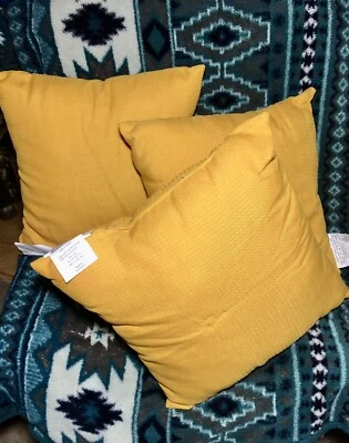 World Market Cushion Pillow  YelloW Colorful Square  Set Of 3 - Image 1 of 3