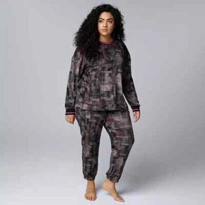 Vera Wang Plus pajama set Size 1X fits 16W 18W 20W pull over top jogger bottoms - Picture 1 of 3