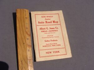 RARE 1920's 1930's NY ROAD MAP RAND MCNALLY HUPMOBILE & JORDAN AUTO ADVERTISING