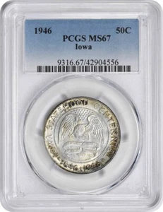 Iowa Commemorative Silver Half Dollar 1946 MS67 PCGS - Picture 1 of 2