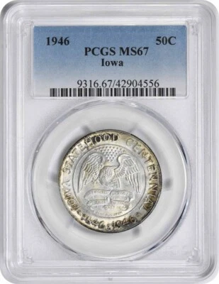 Iowa Commemorative Silver Half Dollar 1946 MS67 PCGS - Image 1 of 2