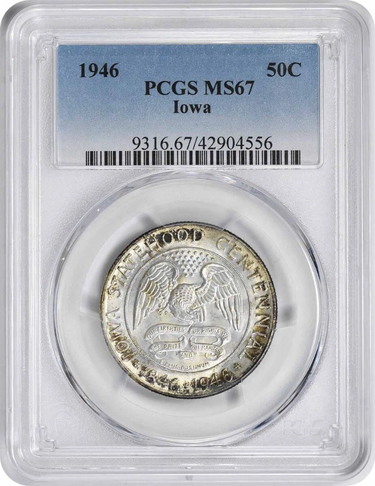 Iowa Commemorative Silver Half Dollar 1946 MS67 PCGS - Image 1 of 2