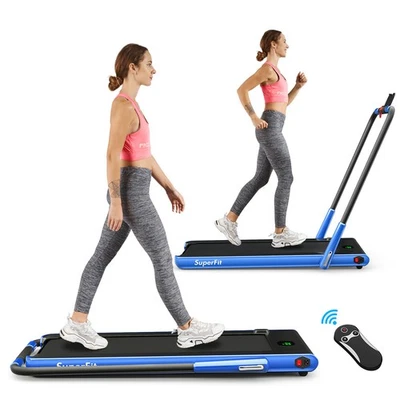 Cinta de Correr Plegable SuperFit 2.25HP 2 en 1 con Altavoz de Control APP Control Remoto Azul Marino Foto 1 de 4