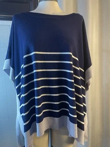 Entro Damen Gr. Medium Pullover Poncho Style Top gestreift Coastal Beachy Lagenlook - Bild 1 von 6