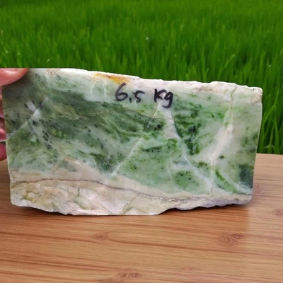 Nice Natural  Green Nephrite Jade Block 14.3 lb - Image 1 of 4