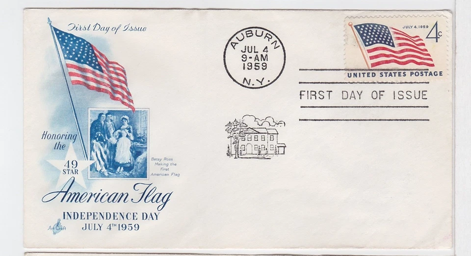 TurtlesTradingPost- 49 Star Flag 1959 FDC #1132 Artcraft Cachet - Image 1 of 1