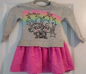 Girls Trolls Movie Sweatshirt Style Dress Size 2T E U C - Picture 1 of 5