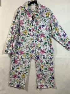 Victorias Secret Pink Purple Floral Lightweight Cotton Pjs Pajamas Button Sz M - Picture 1 of 14