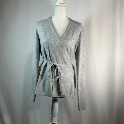 LOFT Outlet Grey Wrap Tie Waist Cardigan Sweater Women's Size M - Image 1 of 4