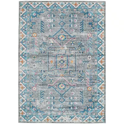 Washable Aztek Grey/Green 2 Ft. X 3 Ft. Rectangle Abstract Area Rug - Image 1 of 4