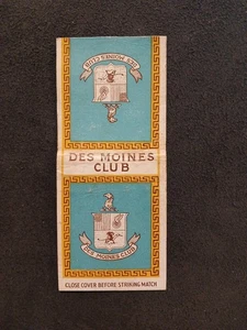 Des Moines Club Des Moines Iowa copertina libro fiammiferi vintage - Foto 1 di 2
