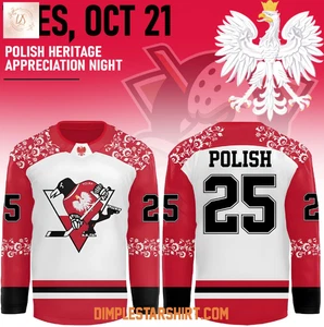 Pittsburgh Penguin X Polish Heritage Appreciation Night 2025 Hockey Jersey - Picture 1 of 2