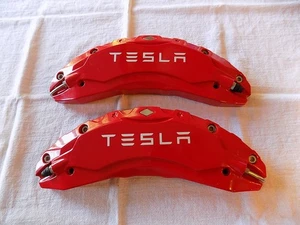 TESLA Red Caliper Covers  - Marked TSL-F-M3 , 2 Pk For Tesla Model 3 Front New - Picture 1 of 8